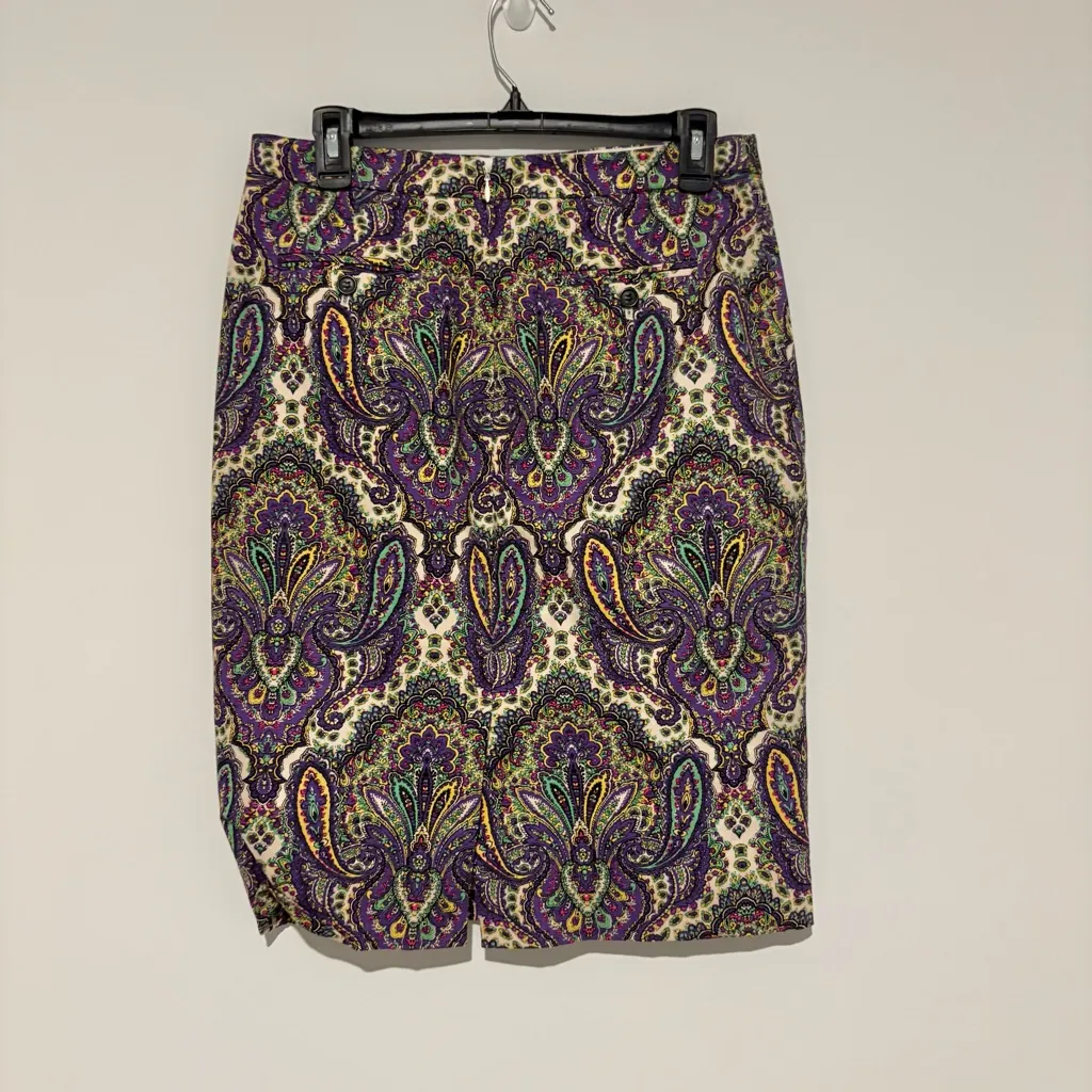 J. Crew Paisley No. 2 Pencil Skirt Style #57494 purple Women's‎ Size 4 - Image 3