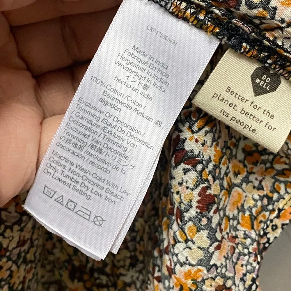 Madewell Floral Smocked Peplum Top Square Neck Long Sleeve Blouse Size 4 Summer - Image 6