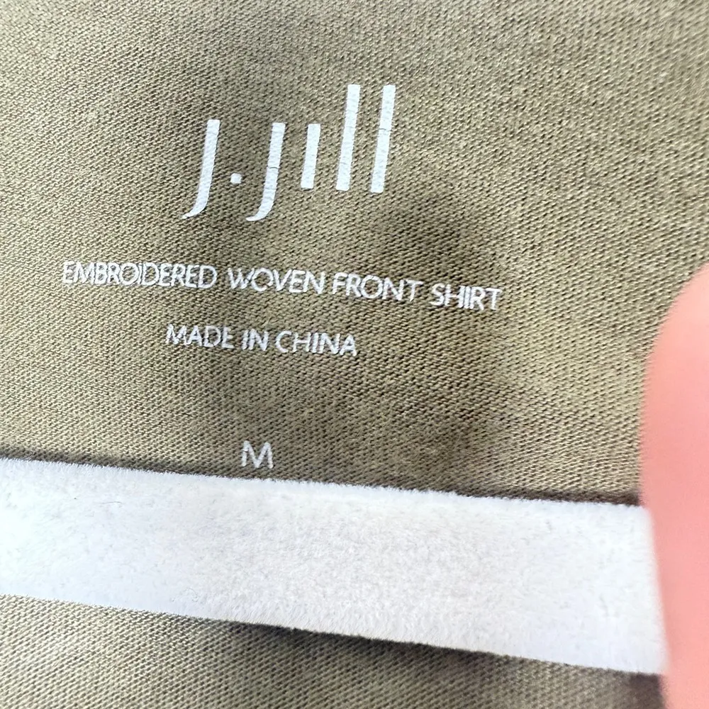 J. Jill Embroidered Knit Top Women’s Size M Button Front Long Sleeves Green Size M - Image 8