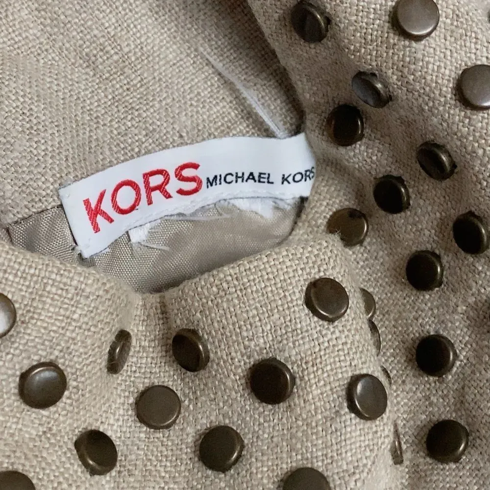 Vintage KORS MICHAEL KORS 100% Linen Sleeveless Studded Dress - Image 5