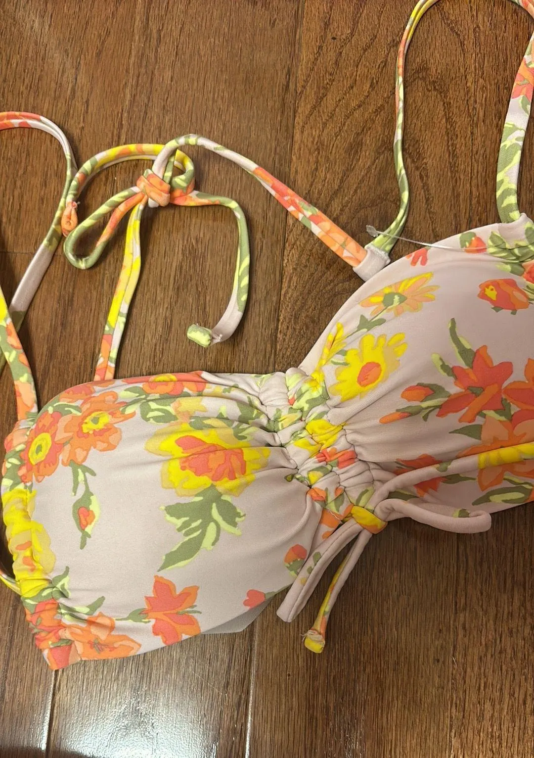 Printed Ruched Bandeau Bikini Top floral - Image 4