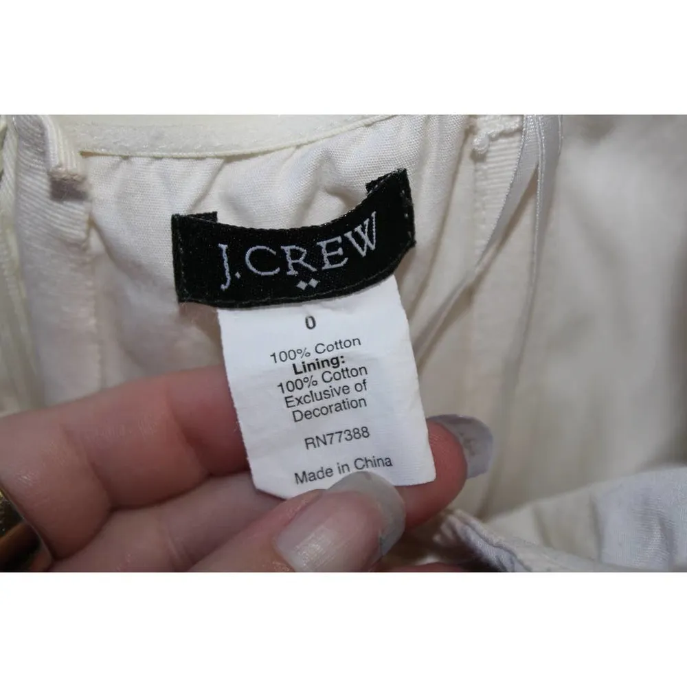 Womens J. Crew Ginny Rugby Lined Dress 39179 Cream Cotton Strapless Dress Size 0 - Image 3