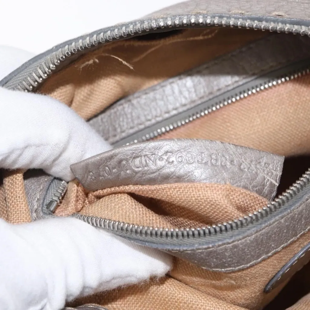 Celeria Shoulder Bag Leather Silver Authentic - Image 2