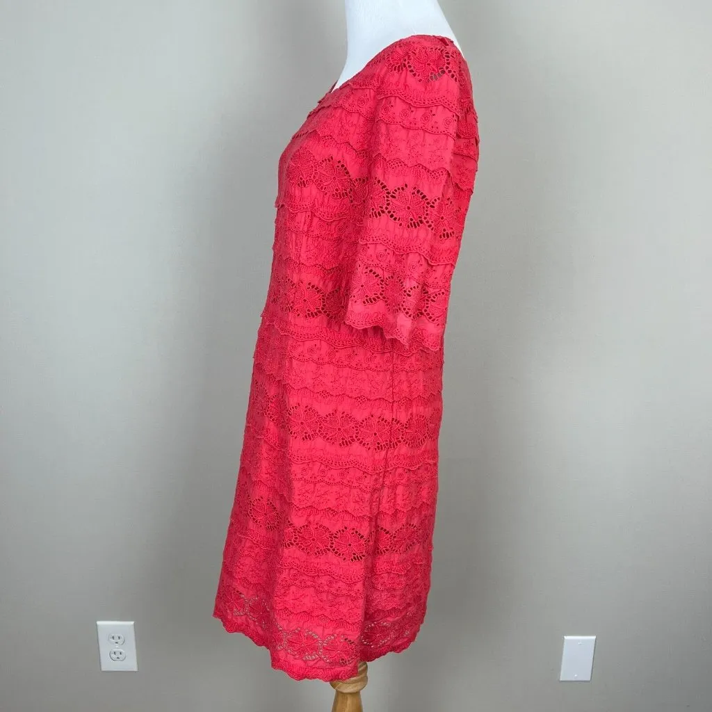 Moulinette Soeurs Dress 4 Pink Eyelet Floral Lace Sheath Short Sleeve Mini Women - Image 8