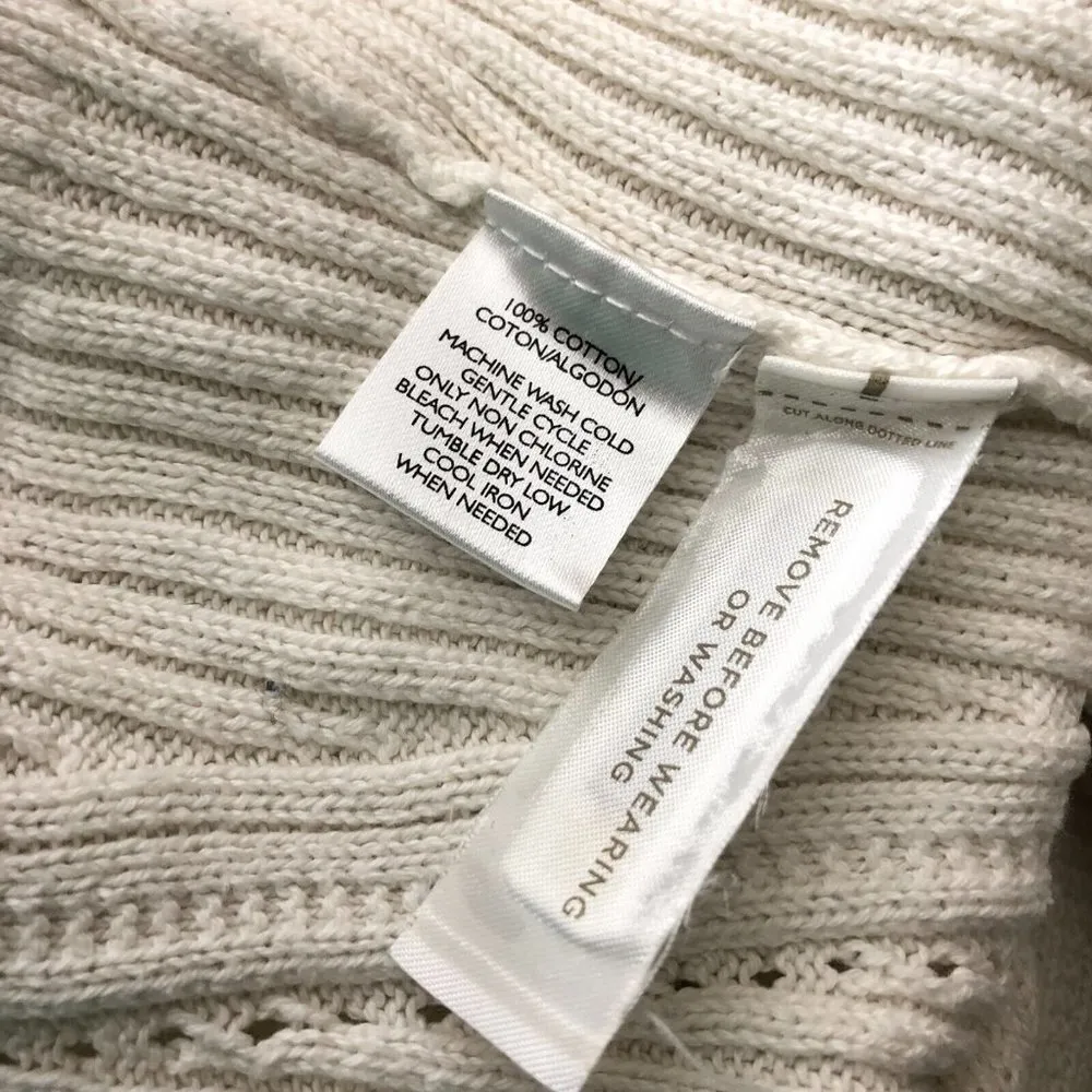 Ann Taylor Loft Sweater Boat Neck Textured Ribbed Cotton Ivory Size XS - Image 4