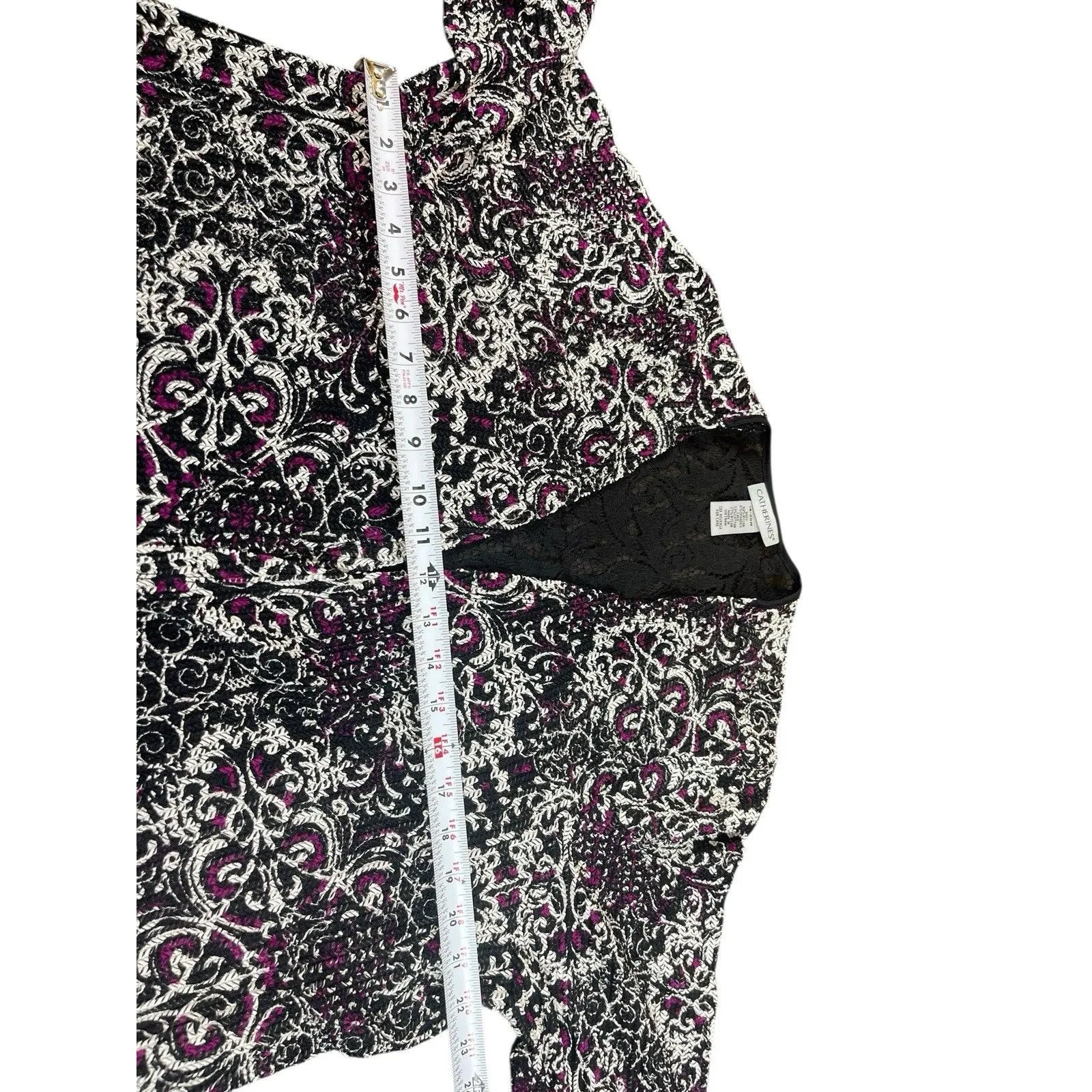 Catherines 1X 18/20W Soft Mesh Lace Open Front Cardigan Black White Purple Tunic - Image 8