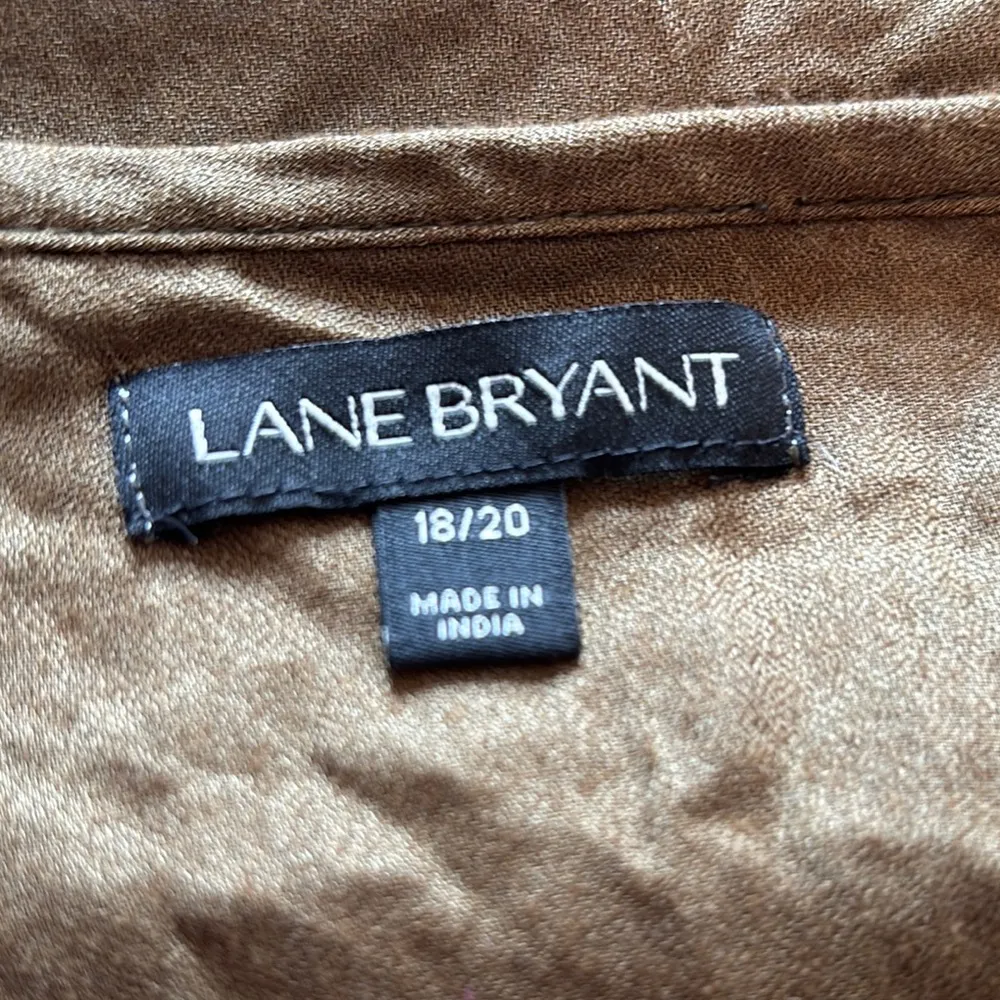 Lane Bryant Green Tie Front Long Sleeve Blouse - Image 2