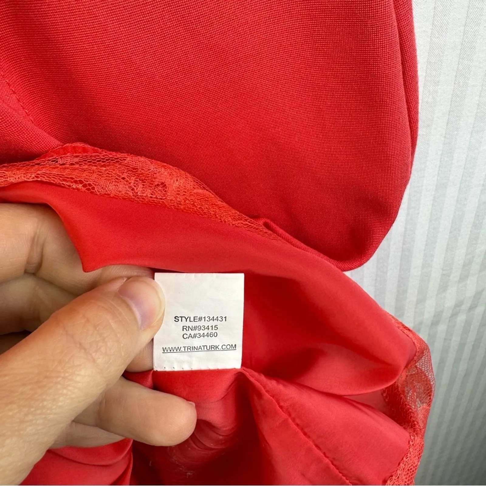 Trina Turk Lace Sleeveless BodyCon Coral Pink Pencil Midi Dress 8 Office Siren - Image 8