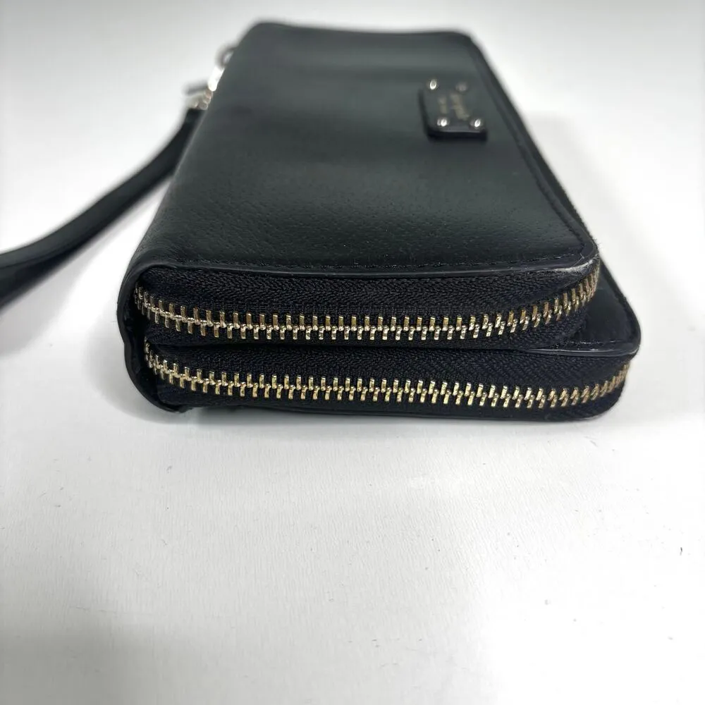 Kate Spade Black Leather Double Zip Wallet Wristlet - Image 7