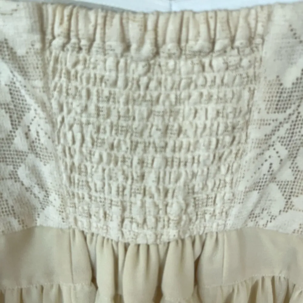 Beige Embroidered Strapless Mini Dress Womens XS - Image 5