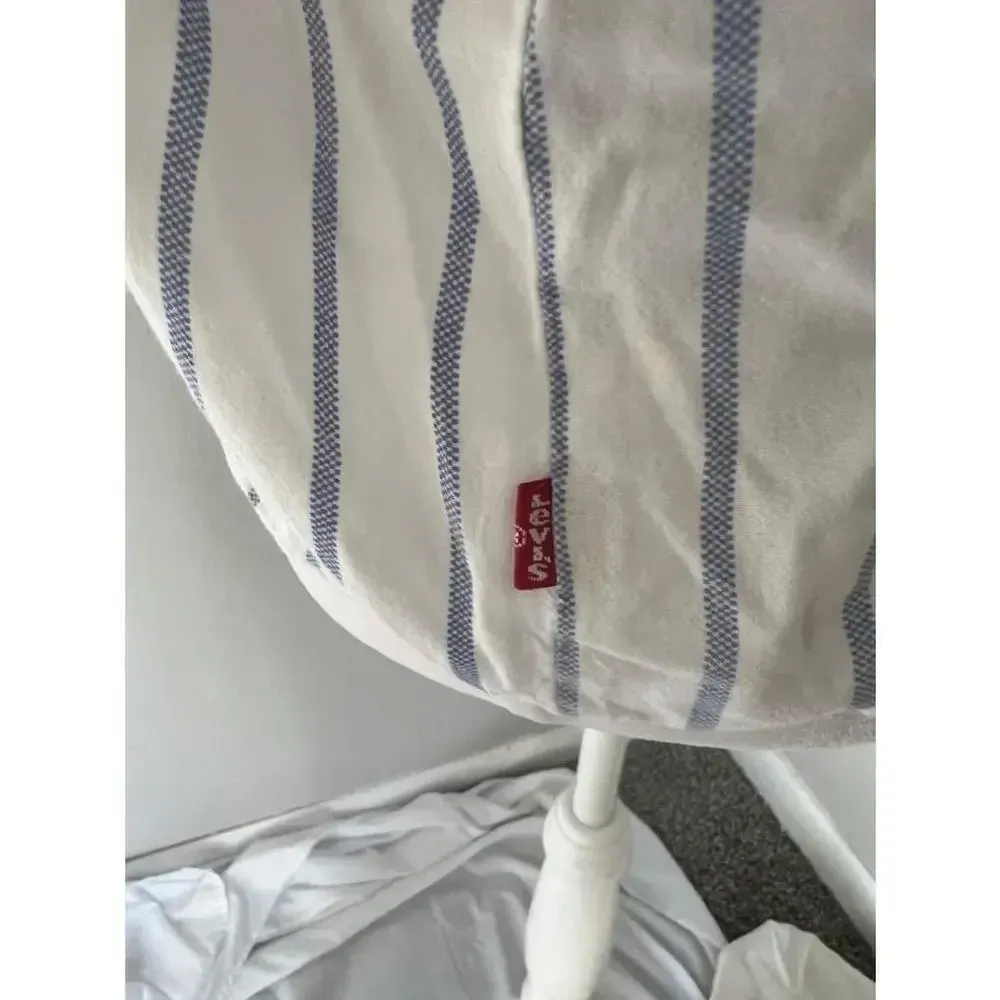 Women's Levi's‎ Off-Shoulder Blue Striped Blouse Size L - Image 5