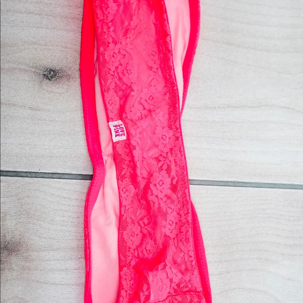 🔴 PINK Victoria’s Secret Lace Bandeau | Size S | Hot Pink Strapless - Image 3