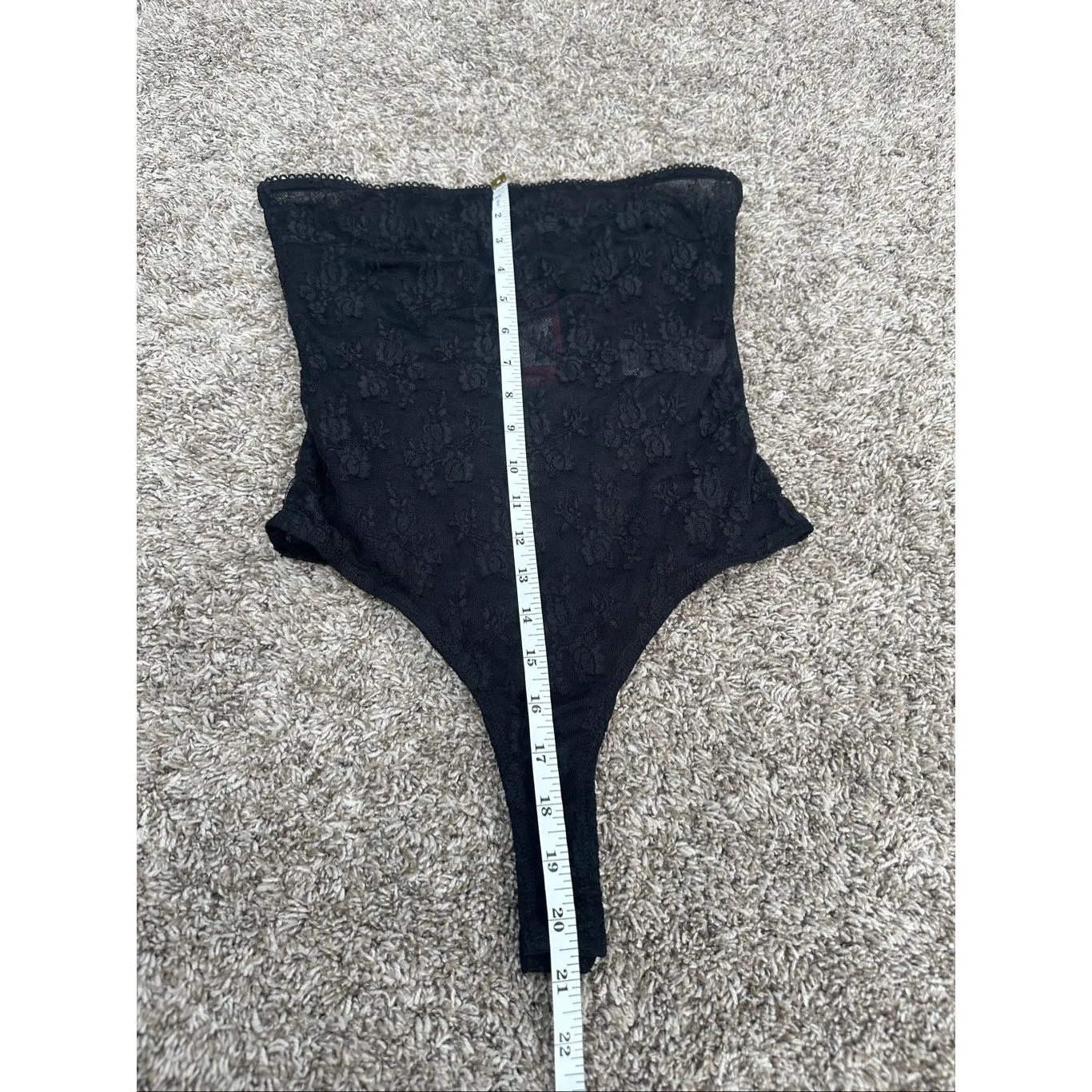 NWT edikted Alina Sheer Lace Bodysuit Black Strapless Sheer High Cut Size L - Image 8