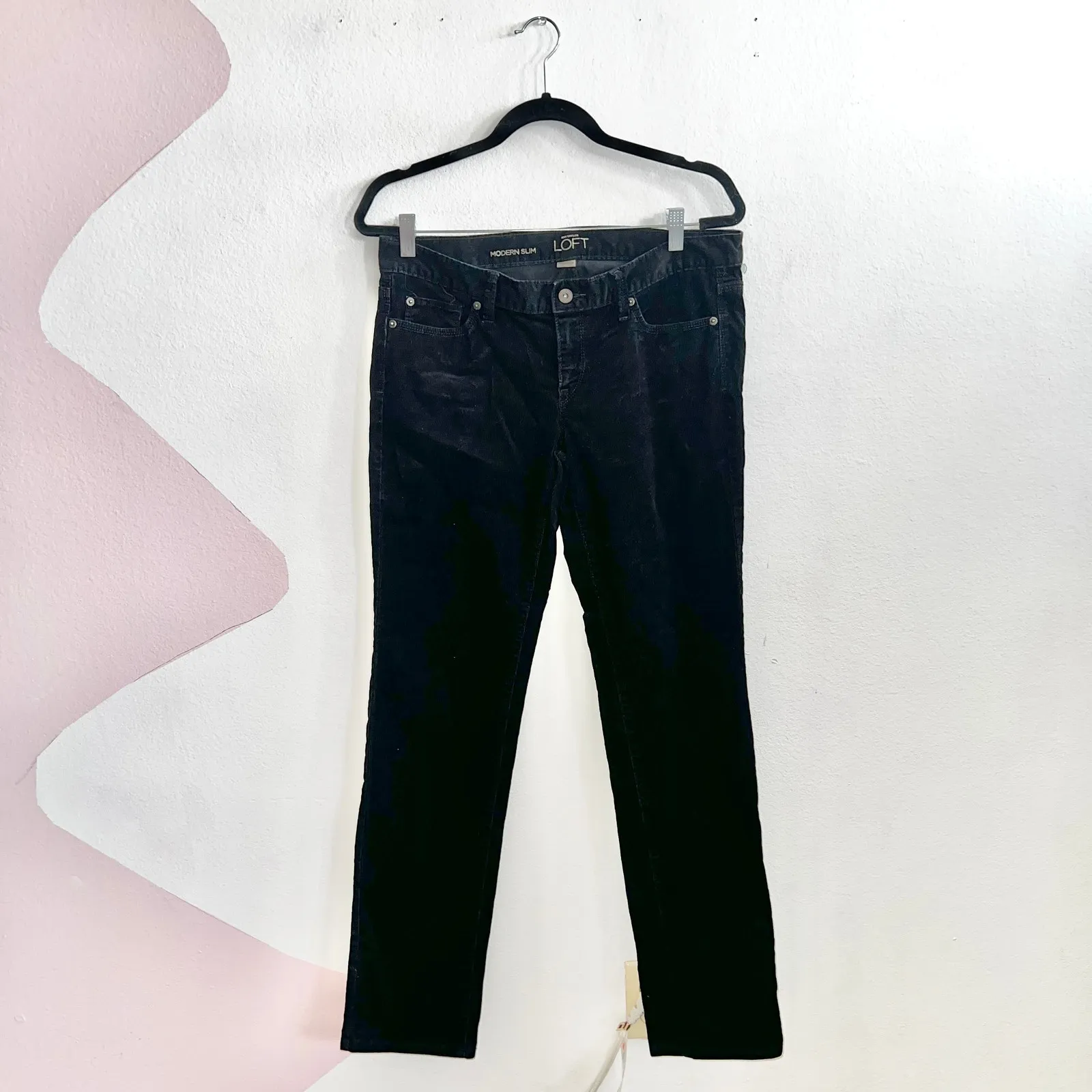 Ann‎ Taylor Loft Black Corduroy Pants Modern Slim Minimalist Quiet Luxury Sz 8 - Image 2