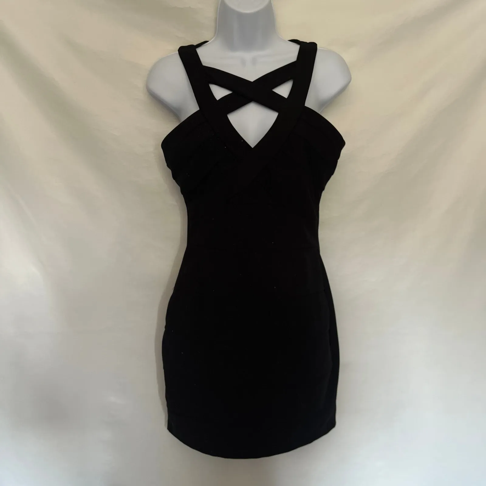 Crystal Doll Bandage Bodycon Dress Sz 3 Y2K Clubwear Sparkly Mini Cutout NWT LBD - Image 13