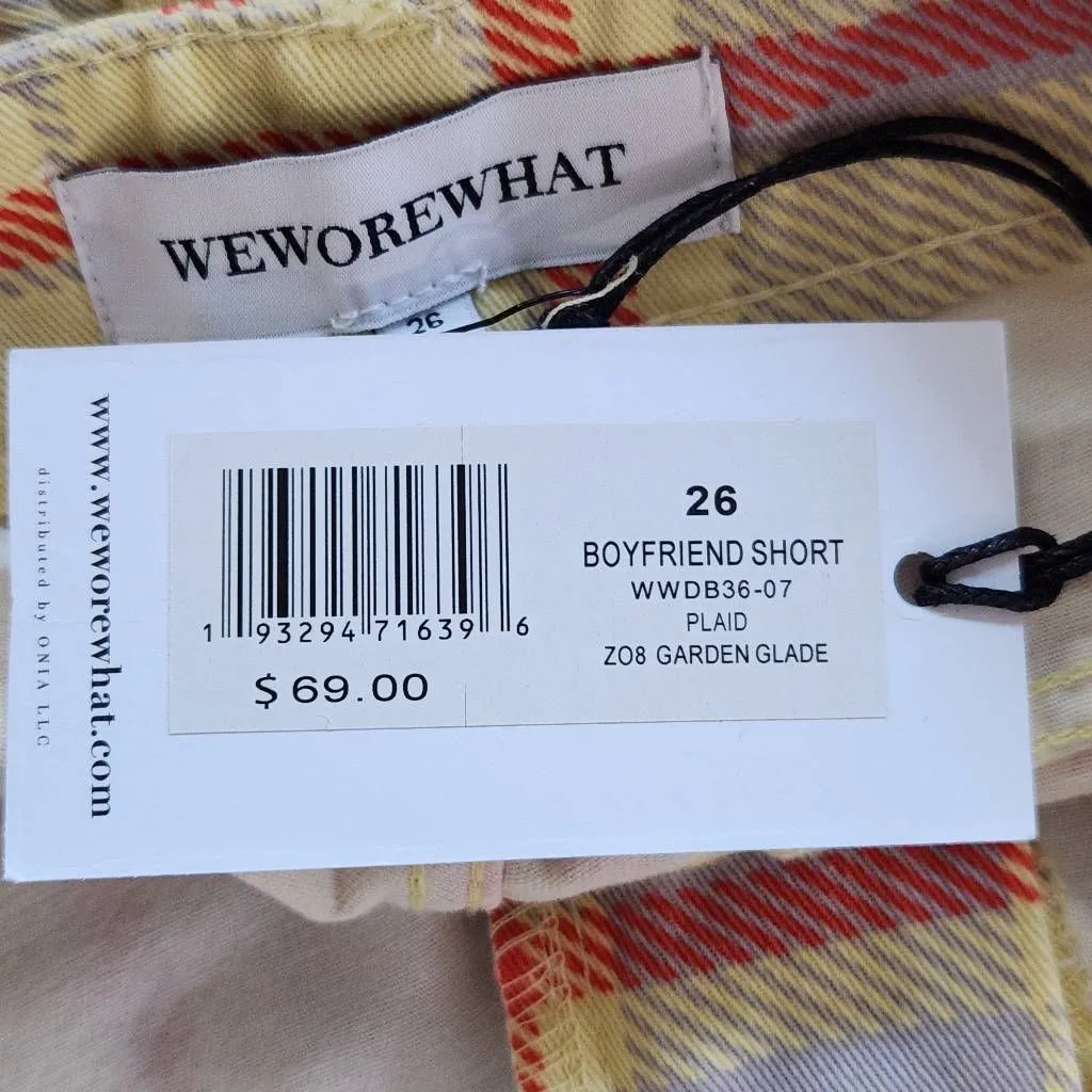 WeWoreWhat Yellow Plaid Shorts NWT Size 26 Plaid High Waist Shorts - Image 9