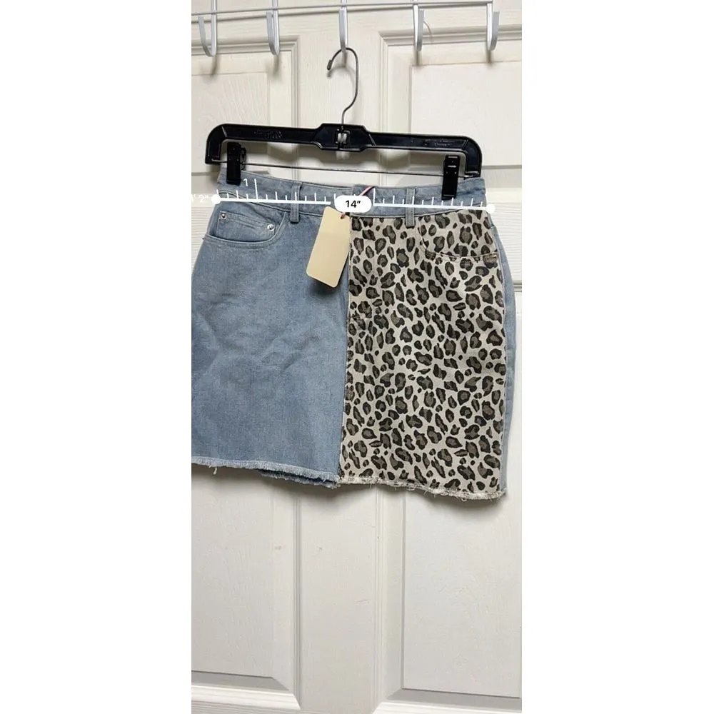 NWT Entro Blue Jean women's Size S 28 mini Skirt Cheetah New With‎ Tags CMC-C - Image 5