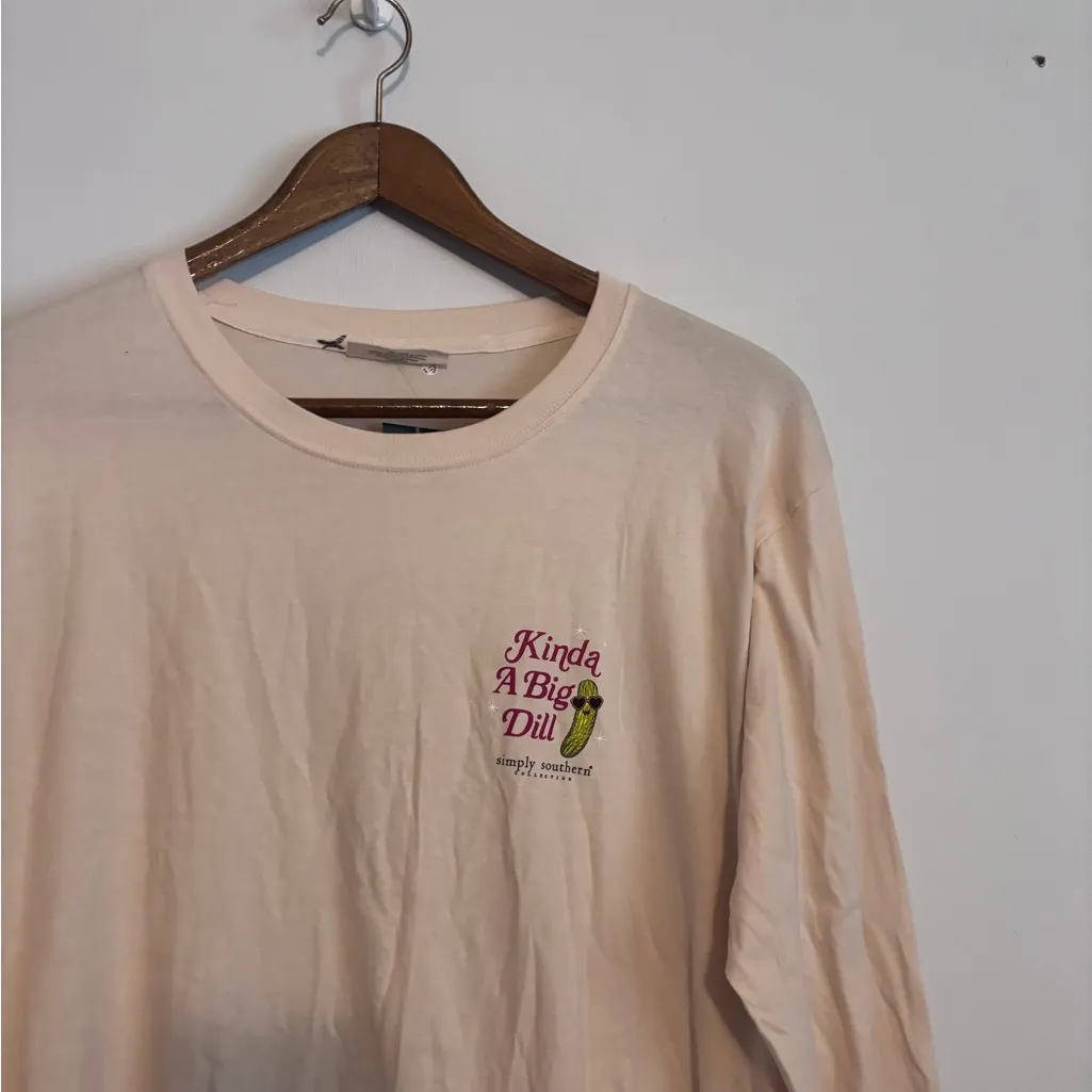 Simply Southern NWT Cream Kind of a Big Dill Long Sleeve T-shirt - Image 5