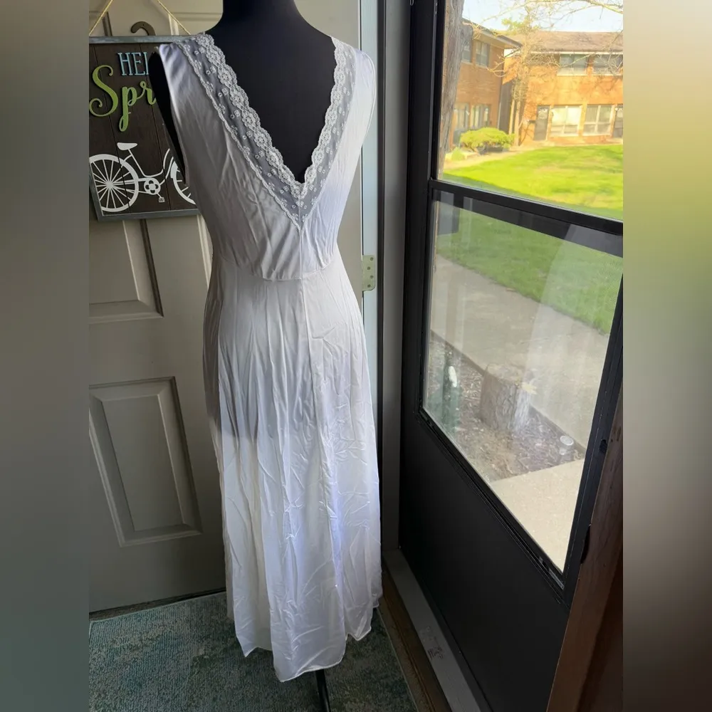Vintage 70/80s Pinehurt Lingerie bridal maxi lace peignoir robe set, size medium White - Image 5