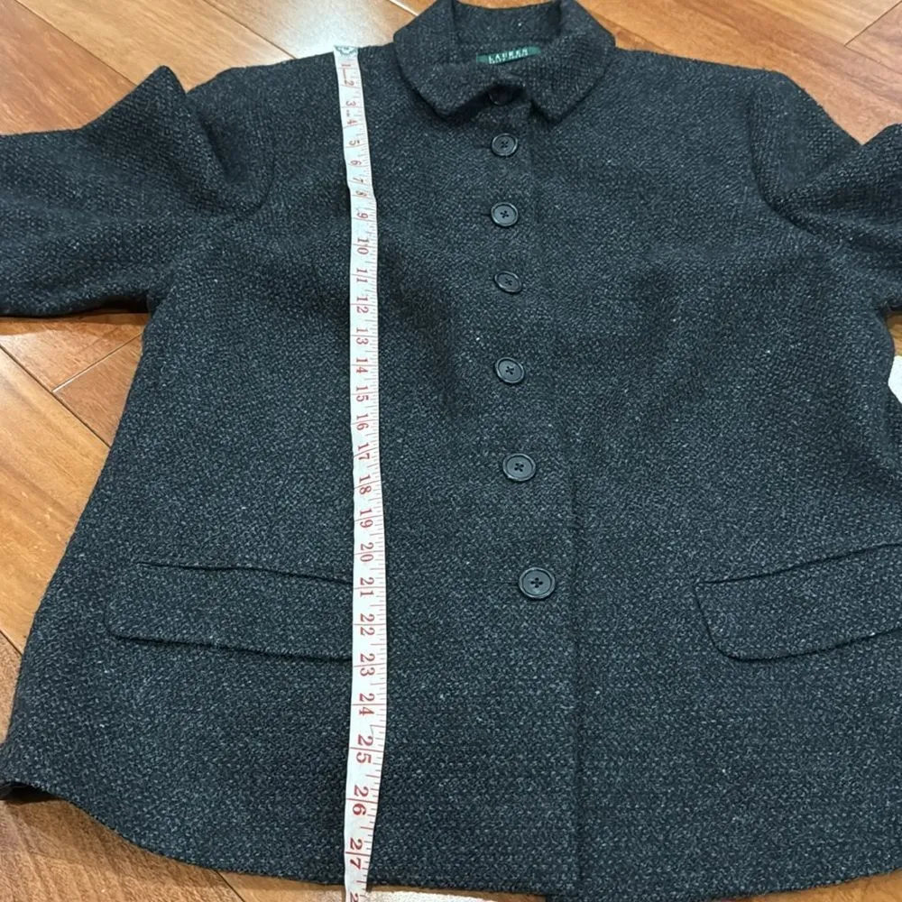 Lauren Ralph Lauren Women's Wool Blend Button-Up Jacket Black Charcoal Size 18W - Image 10