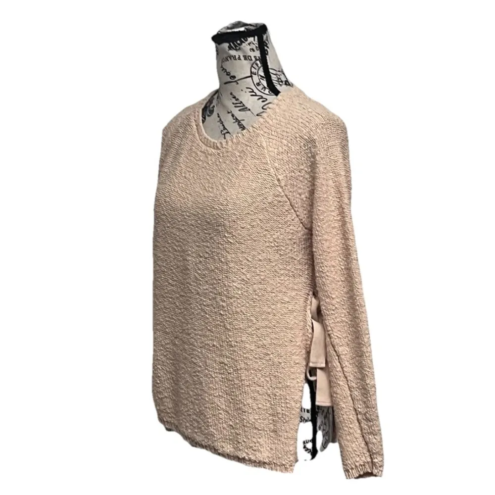 Black Swan Peach Crochet Open Knit Sweater XS | Hand Crafted Coquette Cottage - Image 3