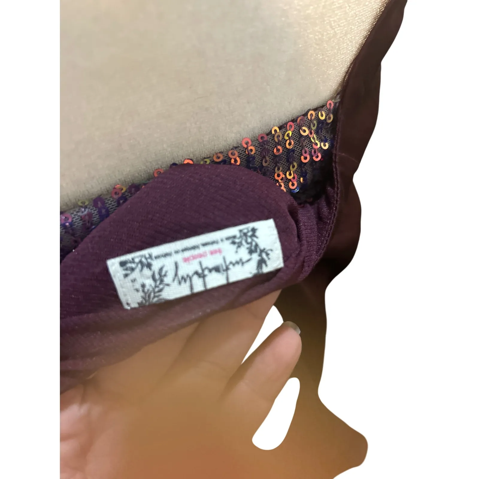 Sequin Cami Top Maroon Sleeveless Party‎ Tank Top - Image 6