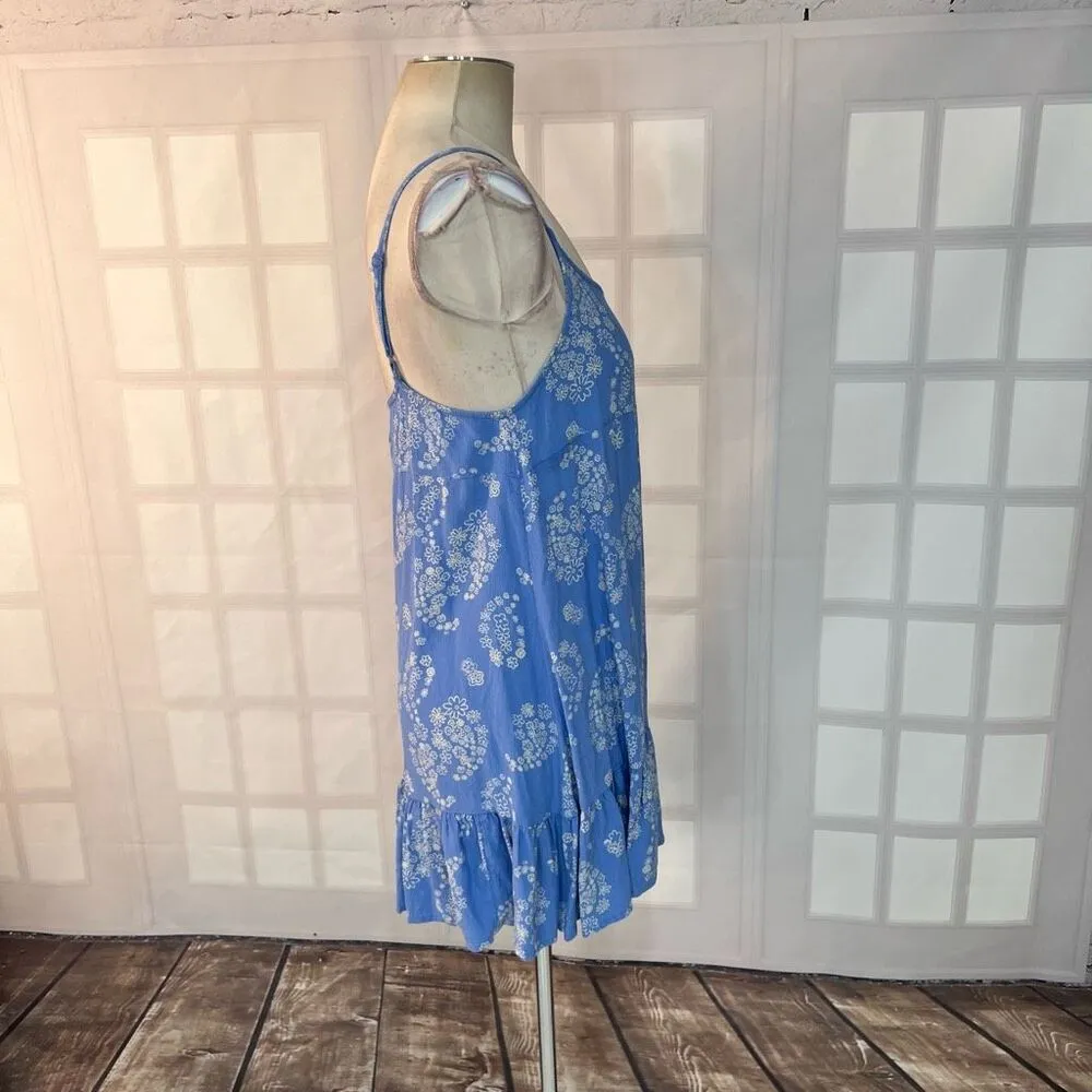 Urban Outfitters Blue Paisley Floral Sleeveless Tiered Flowy Midi Sundress Small - Image 4