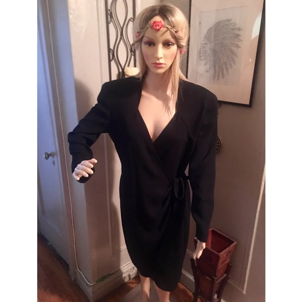 TOM AND LINDA PLATT WRAP DRESS Black Size L - Image 2