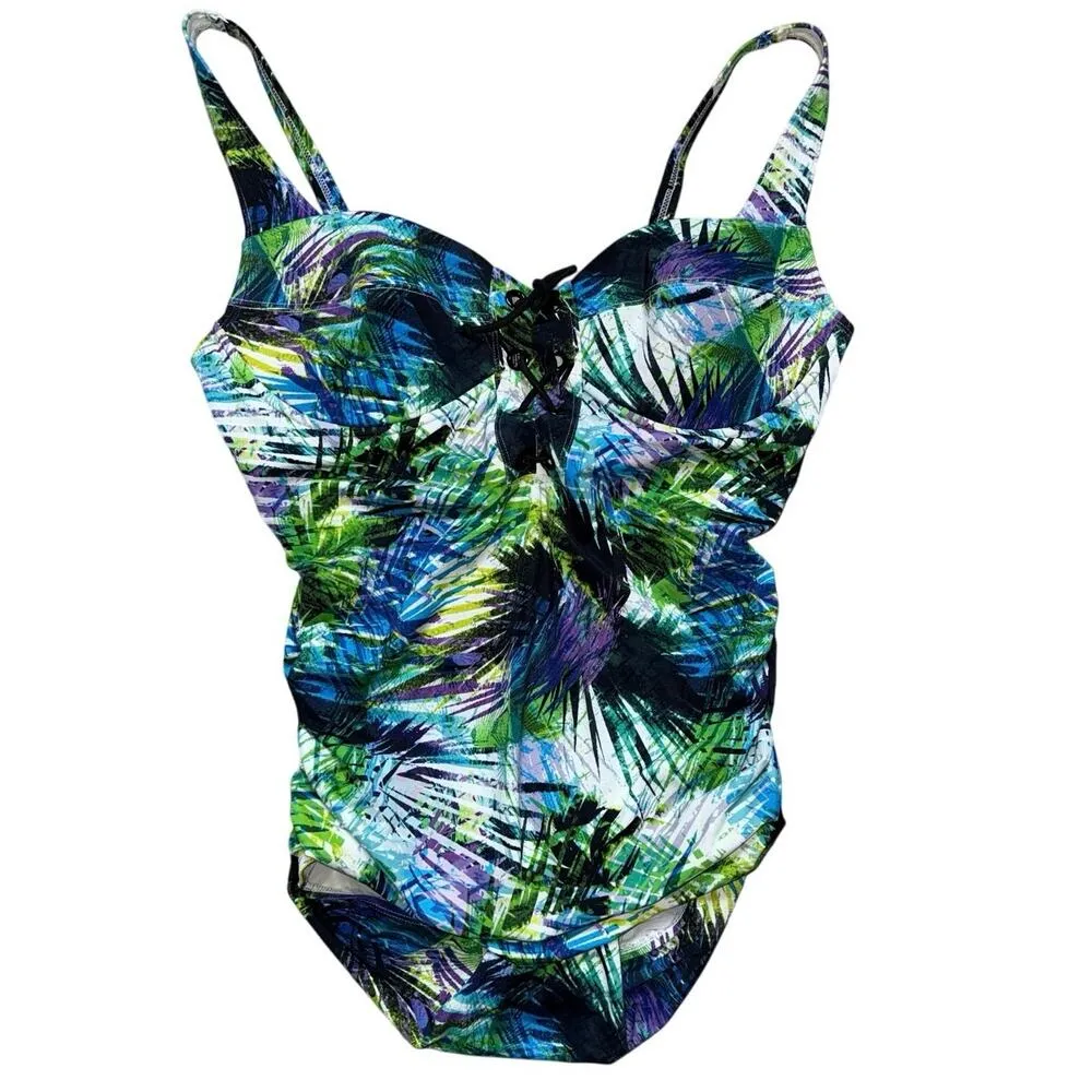 Torrid plus size 2 Underwire Lace-Up One Piece Swimsuit NWOT Tropical Floral - Image 5