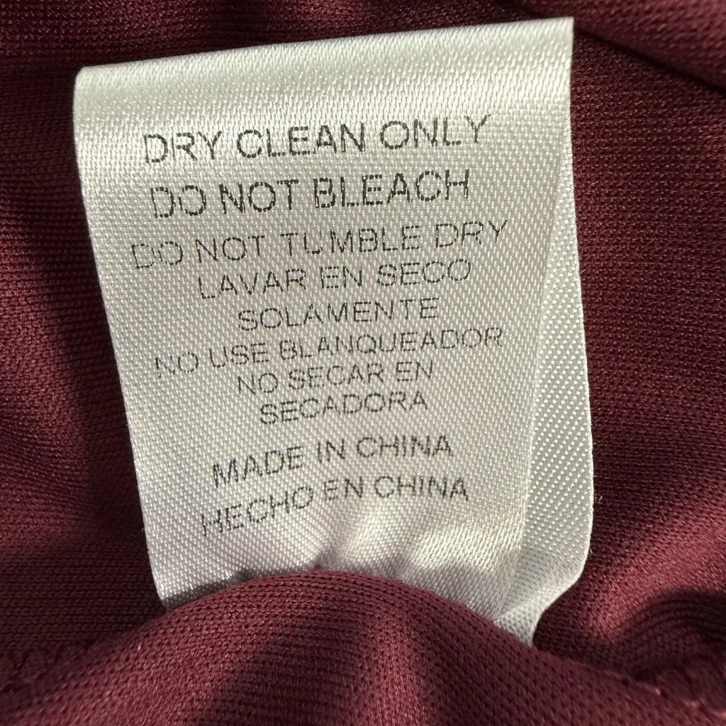 Windsor Morgan Flocked Velvet Formal Dress Small Burgundy Floral Plunge V-Neck - Image 12