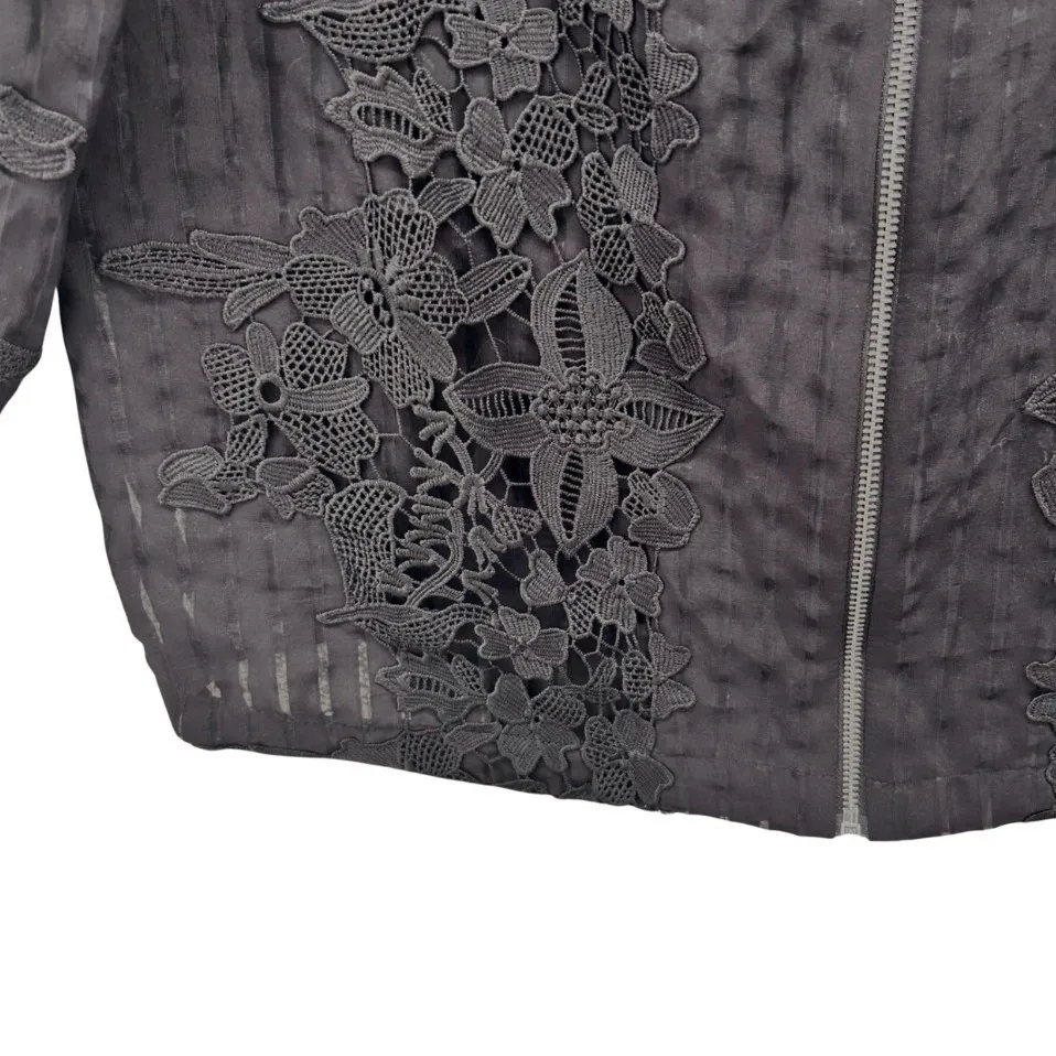 Chicos Bomber Jacket Black Large Or 2‎ - Image 7