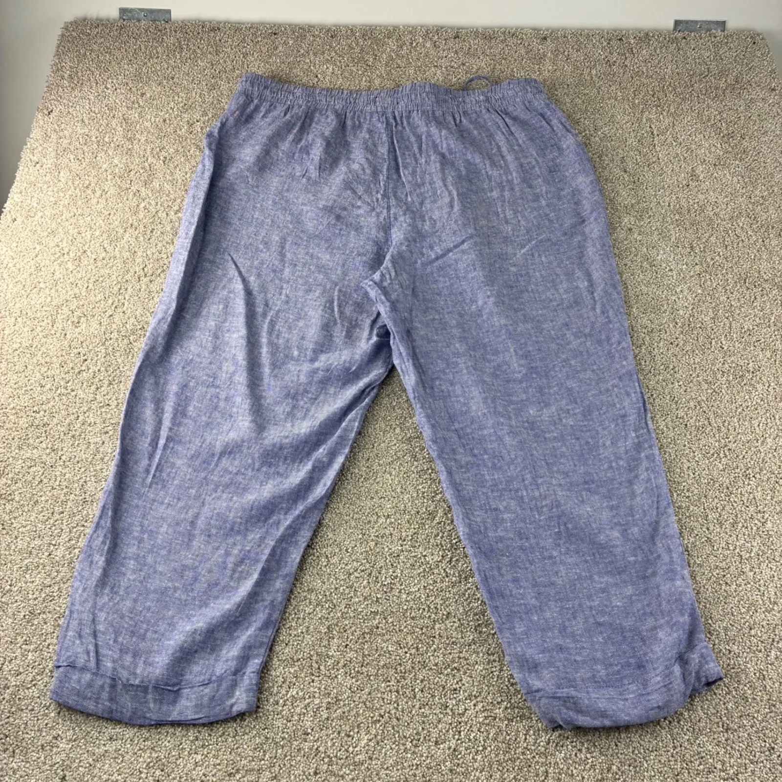 Jones New York Signature Linen Blend Cropped Pants Womens 2X‎ Blue Drawstring - Image 6