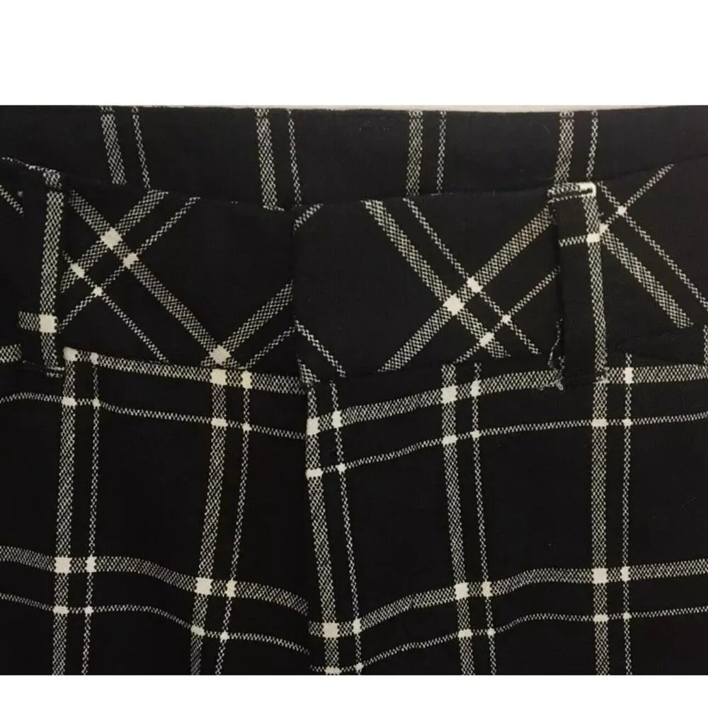 NEW Faded Glory The Parker Stretch Slim Ankle Pants Black White Plaid Size 6 - Image 3