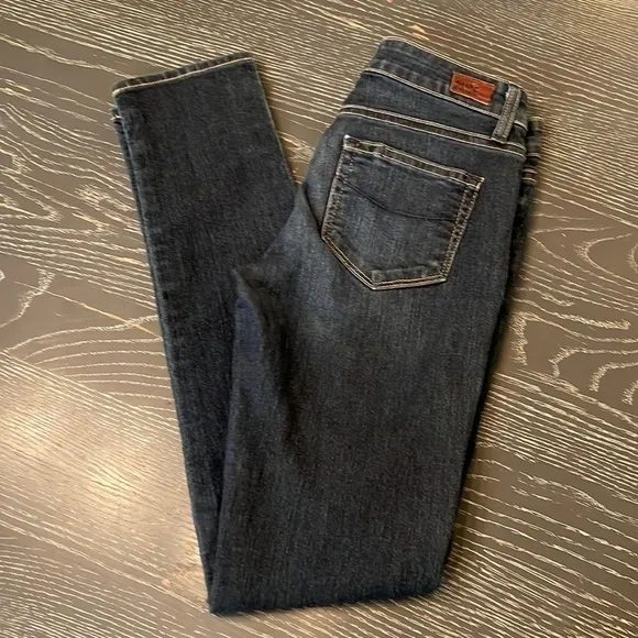 Paige Denim Sz 25 Skyline skinny Mid Rise jeans Straight Leg Anthropologie Dark - Image 2