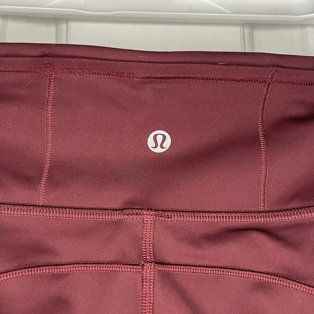 Lululemon Legging Women's Size 8 Maroon Red Fast Free High-Rise Crop 23" Mesh - Image 4