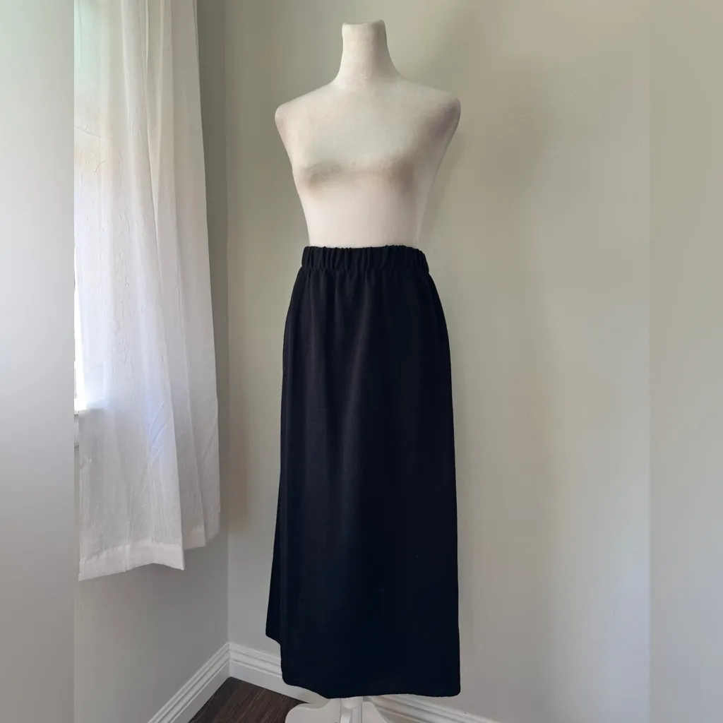 Vintage ‘90s San Remo by Laura Knits Black Knit Sweater Elastic Waist Maxi Skirt Size M - Image 2