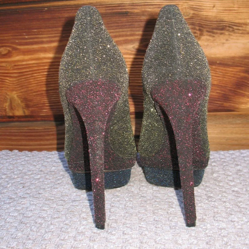 Glitter Platform Stiletto Heels Black Size 6 - Image 5