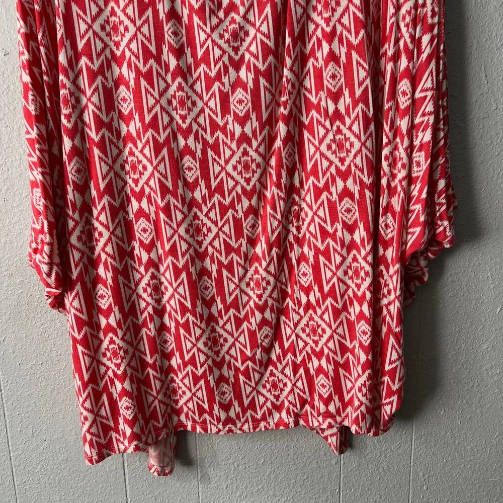 Heart Soul Womens Cardigan Blouse 3X Dolman Sleeve Floral Stretch Tribal Western - Image 8