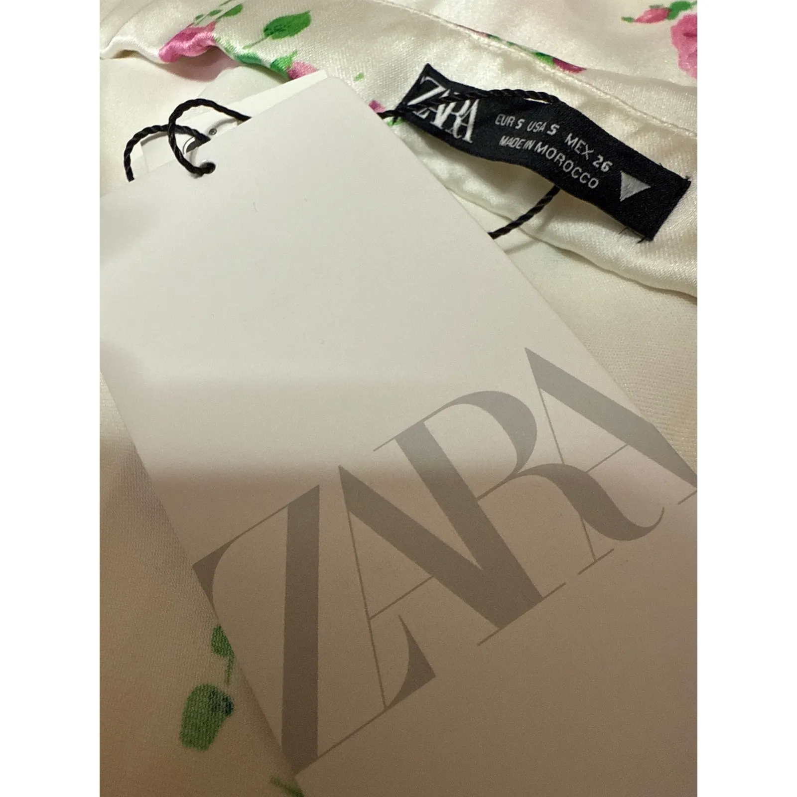 NEW Zara White Silk Satin Floral Sleeveless Bustier Slit Cami Midi Slip Dress S - Image 5