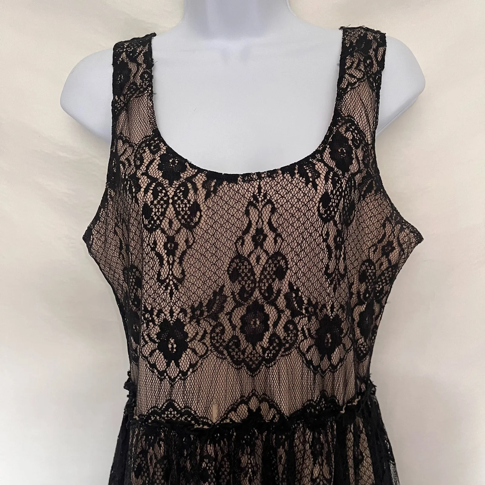 Y2K Wet Seal Lace Overlay Dress Sz L Whimsigoth Festival Ruffle Lined Party Goth - Image 2