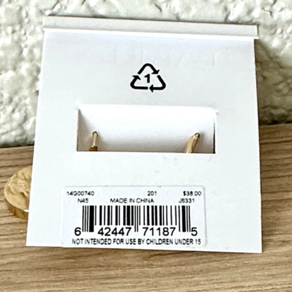 Lauren Ralph Lauren Circular Gold and Dark Brown Earrings - Image 4