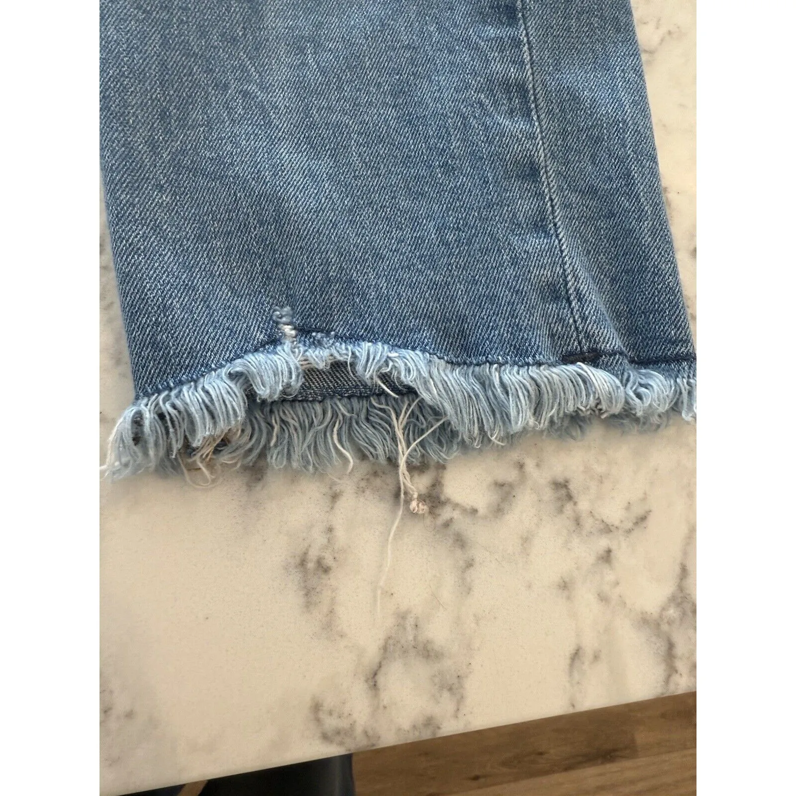 Old Navy Jeans Petite‎ Size 2 Blue Denim Extra High Rise Straight Sky-Hi Buttons - Image 2