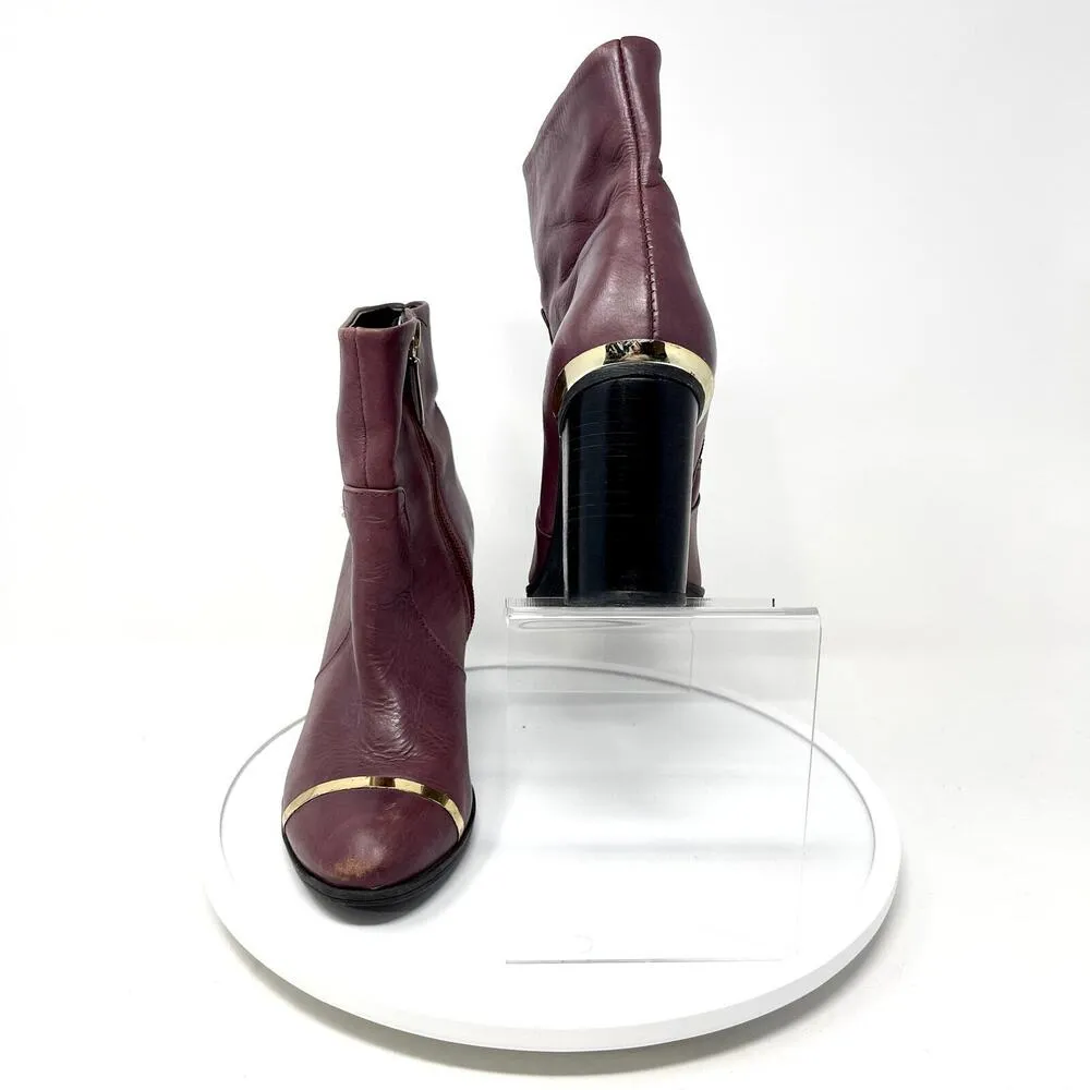 SCHUTZ Boots Women Size 6 Caelainn Cabernet Purple Leather Designer Mid Heel - Image 2