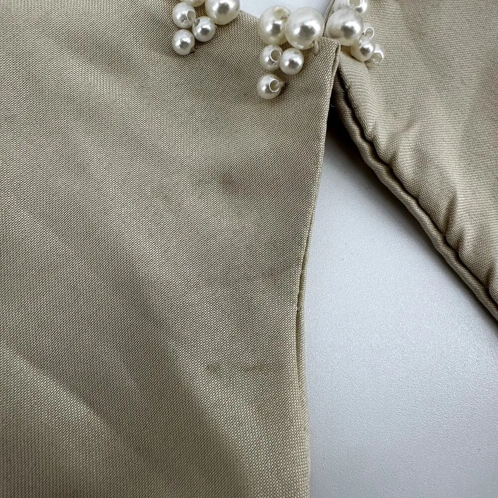 Vintage Beaded Collar Faux Pearls Embellished Classic 80s Cream One Size - Image 2