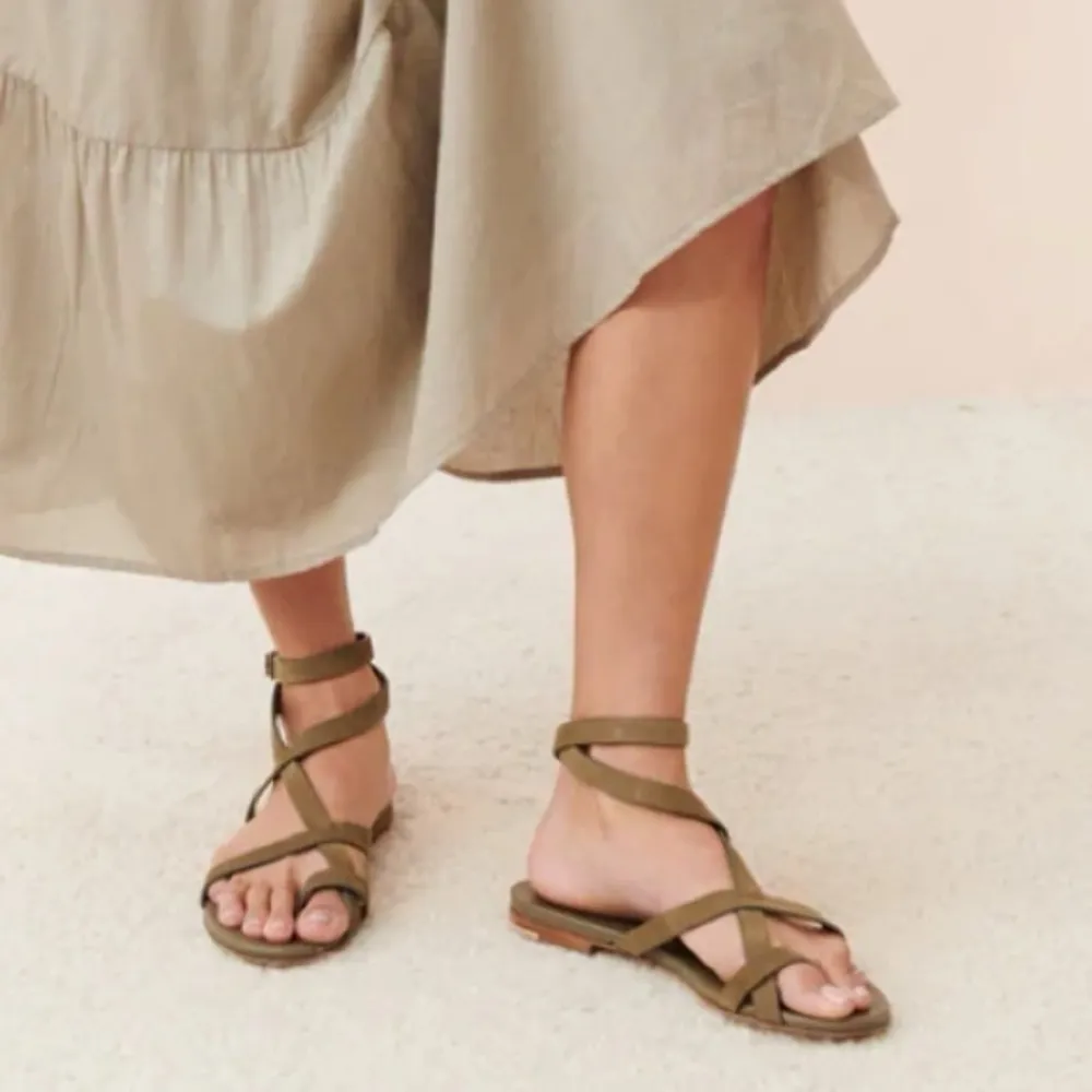 Jenni Kayne Oiled Leather Strappy Sandals Laurel Olive Green Size EU 37 - Image 2