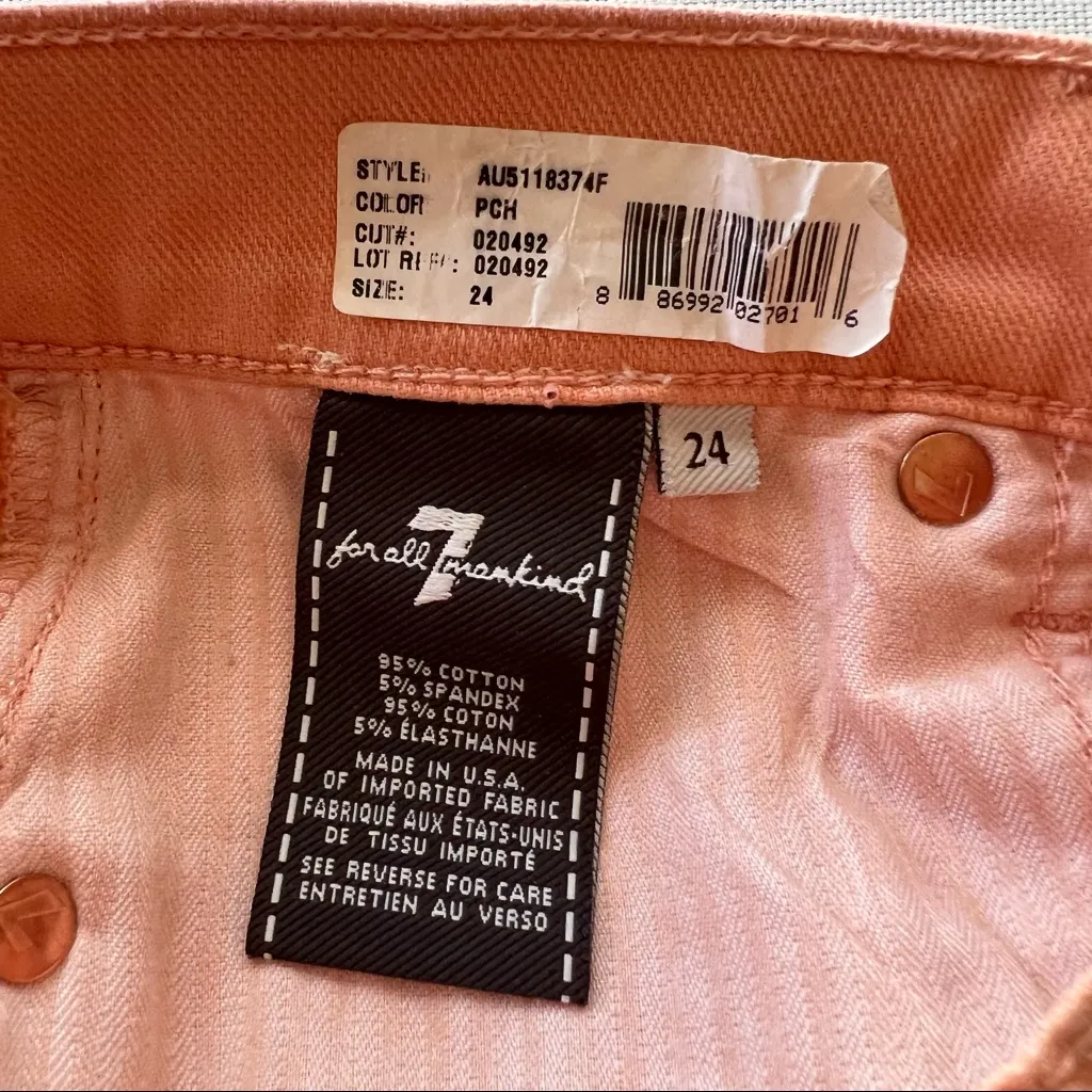 7 for all Mankind Rose Gold Metallic Denim Cut Off Shorts - Image 12