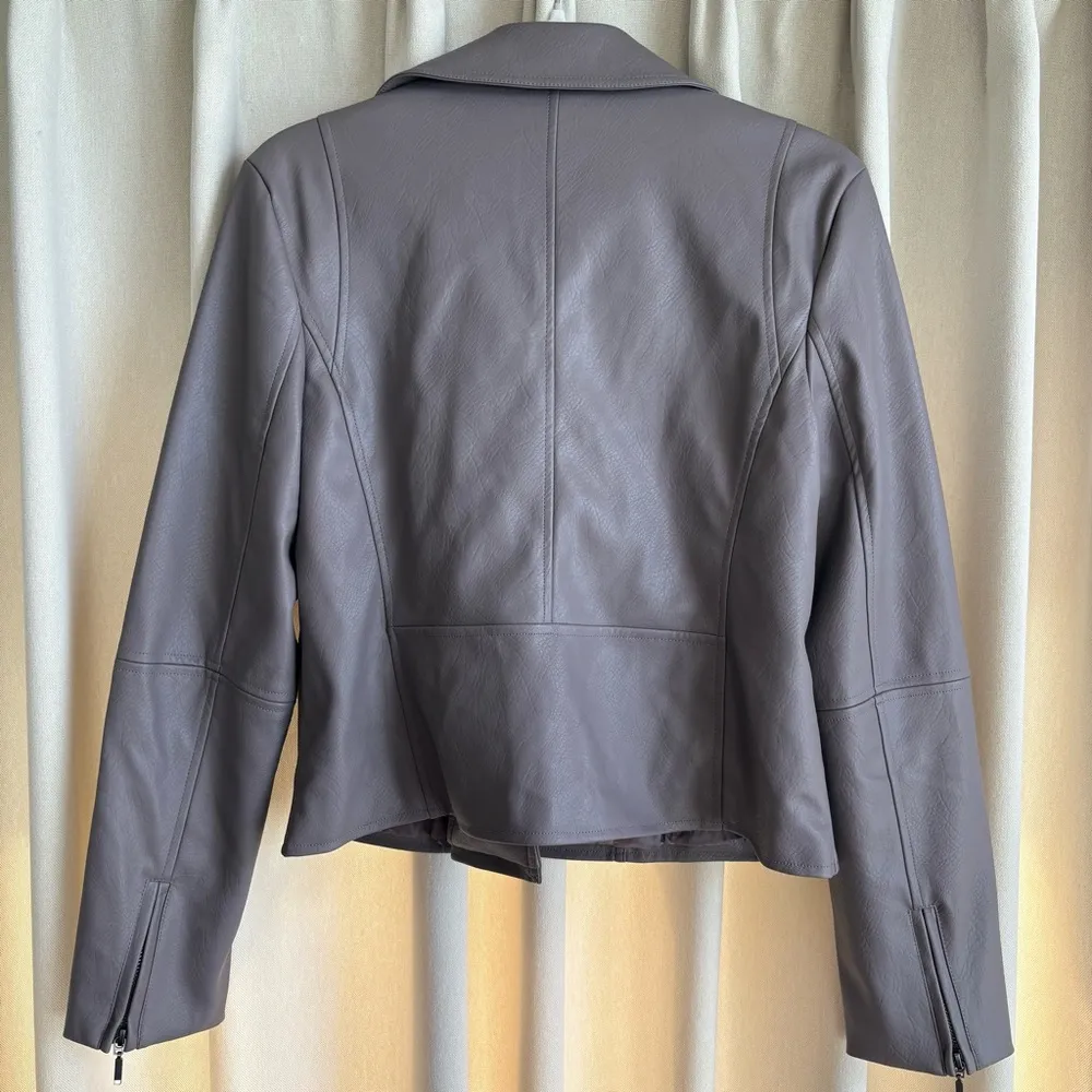 Bagatelle grey/purple faux leather moto jacket - Image 5