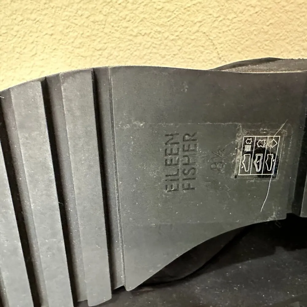 EILEEN FISHER Stretch Side Black Suede Wedge Booties - 8.5 - Image 11