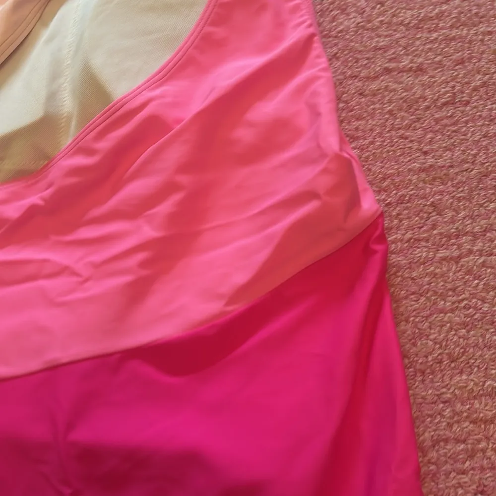 Swim Summer Beach Colorblock One Shoulder Cut Out One Piece Swimsuit pink - Image 7