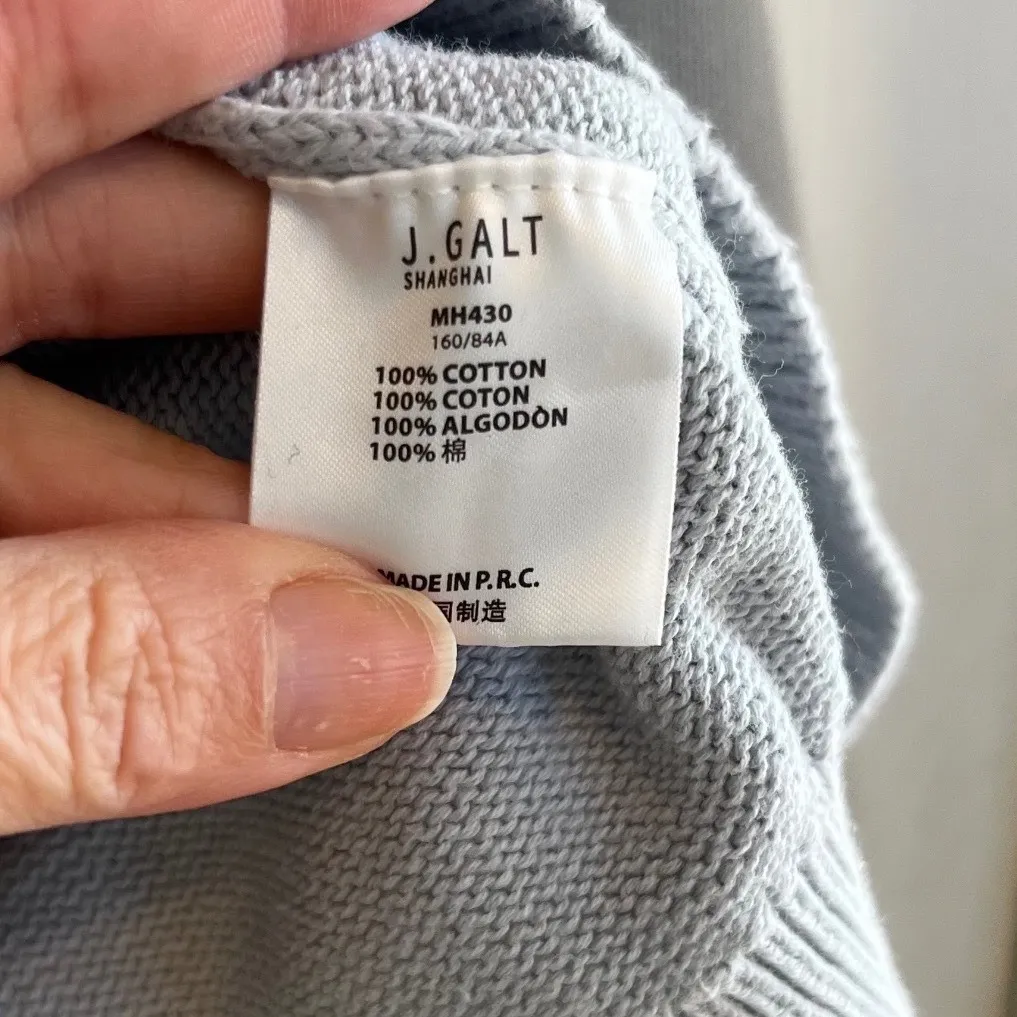 John Galt Light Blue V Neck Sweater 100% Cotton Women's Brandy Melville - Image 4